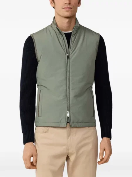 Vestă Hackett London din piele de căprioară verde