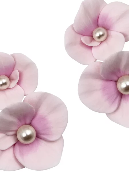 Cercei Jennifer Behr cu model floral roz
