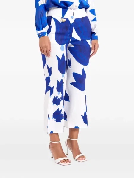 Decupat pantaloni Themis Z cu model floral cu imagine alb