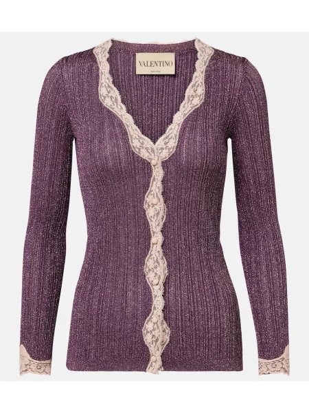 Cardigan Valentino din dantelă violet