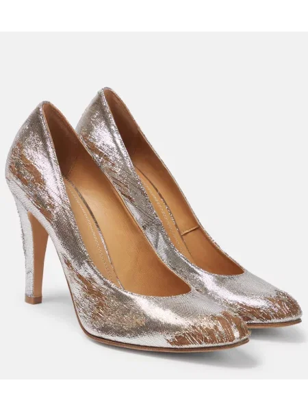 Полуотворени обувки Maison Margiela с протрити краища сребристо