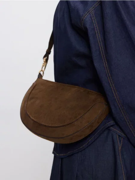 Reserved Сумка зі штучної замші темно коричневий