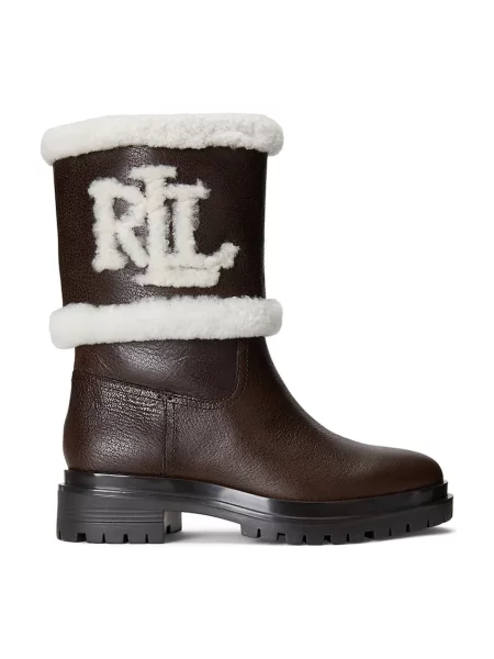 Kožené členkové topánky Lauren Ralph Lauren Carter hnedá