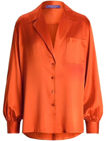 Cămașă Ralph Lauren Collection de mătase lungă portocaliu