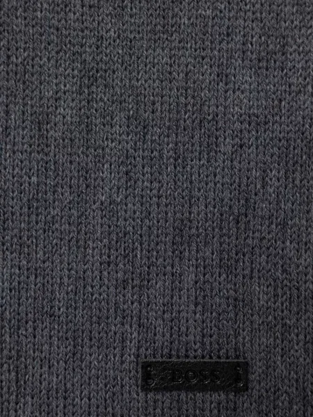 Шерстяной однотонный шарф Boss серый