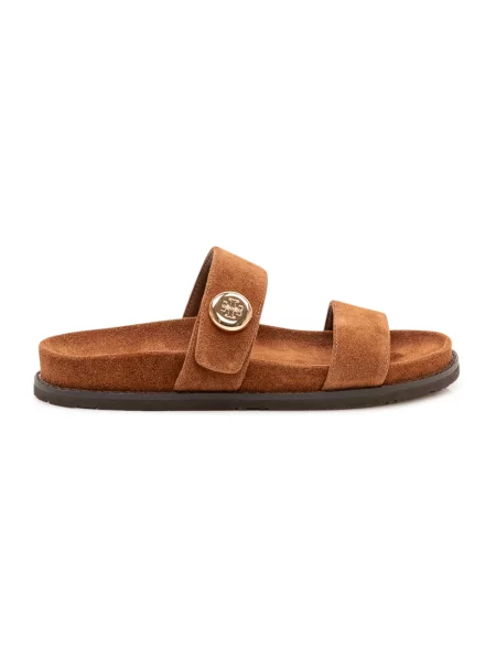 Klapki Tory Burch skórzane brązowe