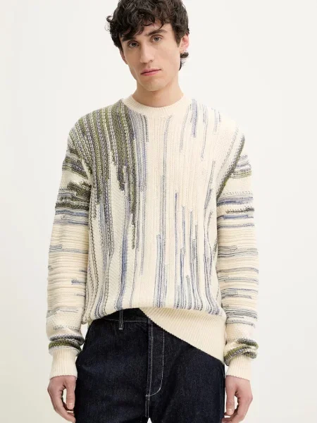 Desigual sweter z domieszką wełny ICE beżowy