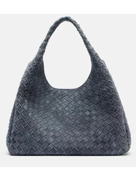 Велурена голям чанта Bottega Veneta Pouch сиво