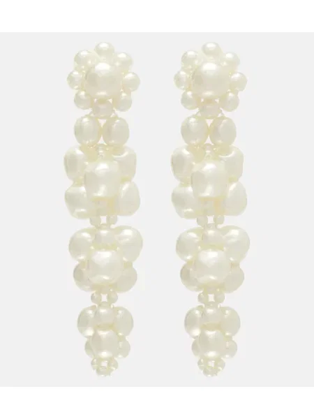 Cercei Simone Rocha cu perle alb