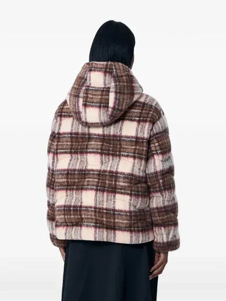 Geacă cu puf Moncler de flanelă maro