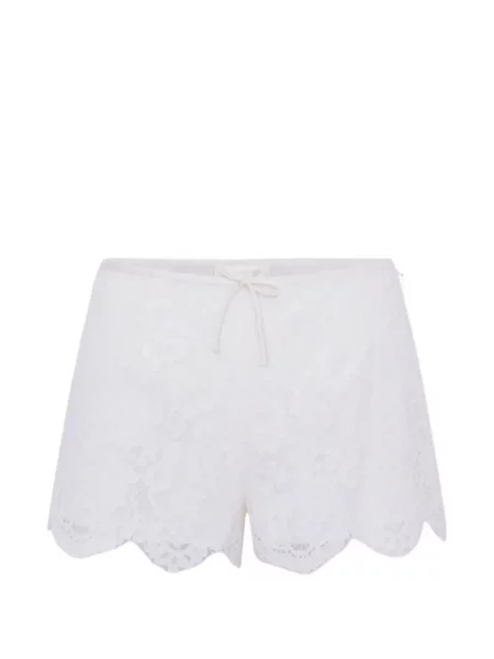 Pantaloni scurți Loveshackfancy din dantelă alb