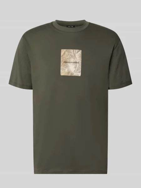 Koszulka T-shirt w kroju regular fit z naszywką z logo Armani Exchange zielona