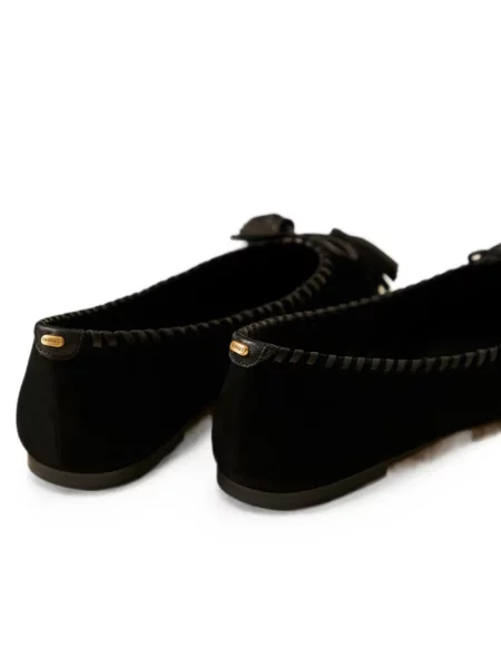 Balerini Twinset cu funde din piele de căprioară negru