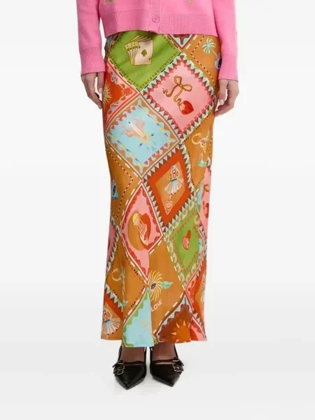 Fusta maxi Never Fully Dressed cu imagine portocaliu