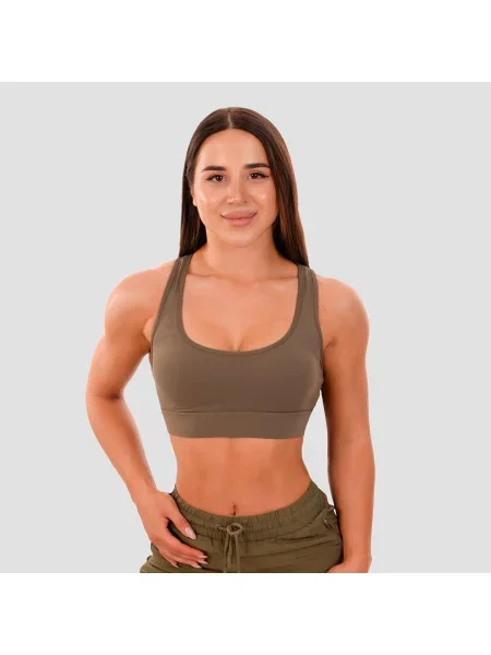 Biustonosz fitness z wkładkami Mesh Panel zielony