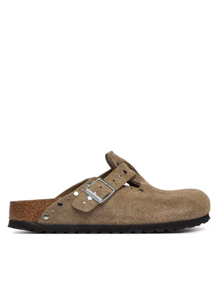 Kapcie Birkenstock skórzane beżowe