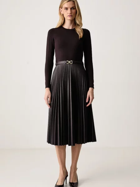 Twinset rochie plisată maro