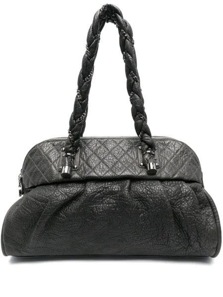Kožená kožená taška Chanel Pre-owned šedá