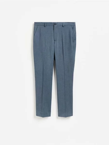 Reserved Pantaloni de costum croi carrot metalizat albastru