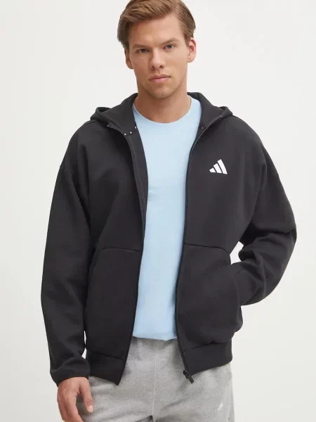 Суичър с качулка Adidas с качулка с принт черно