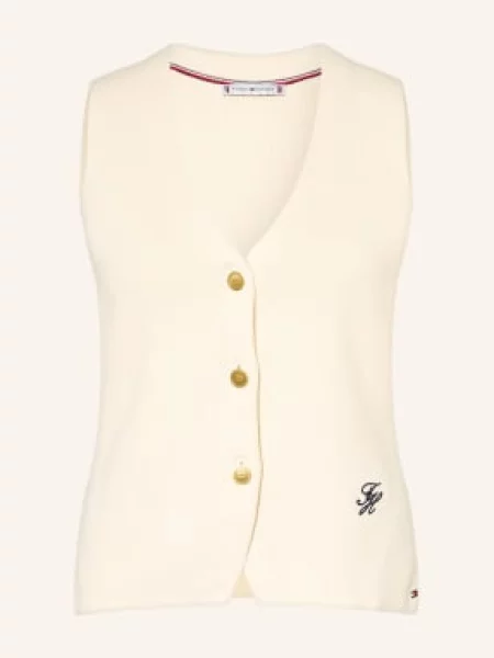 Kamizelka o kroju slim fit z czystej bawełny Tommy Hilfiger beżowa