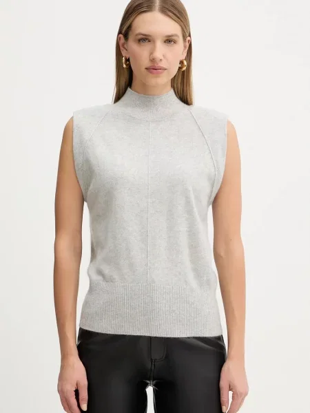 BOSS kamizelka kaszmirowa lekki z półgolfem szary