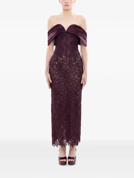 Rochie maxi Saiid Kobeisy din dantelă violet