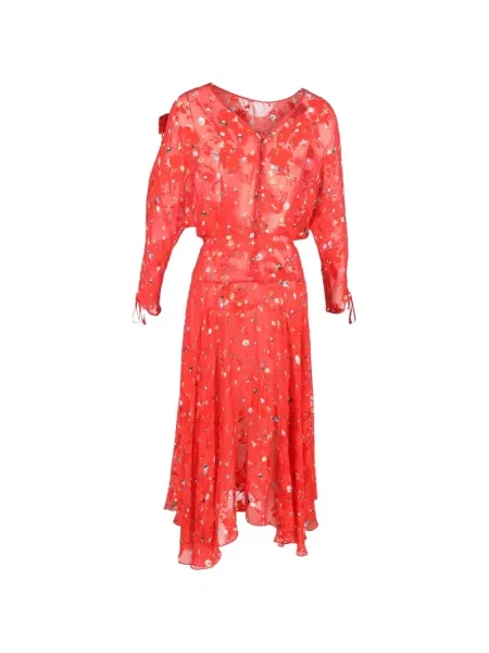 Rochie midi Preen Line cu model floral până la genunchi de costum roșu