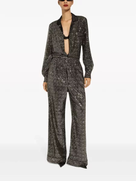 Plačiakojis kelnės Dolce & Gabbana juoda