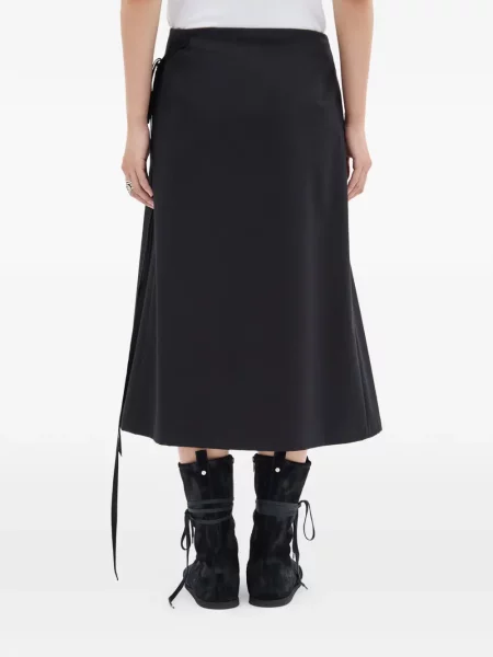 Fustă midi Ann Demeulemeester cu legături negru
