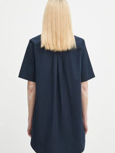 Samsoe Samsoe rochie din SATINA bleumarin mini drept