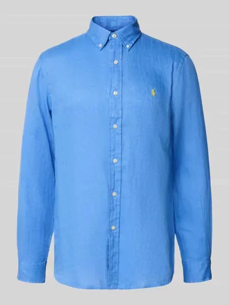 Polo Ralph Lauren Koszule Mężczyzna M Len Bluzki & Koszule niebieski