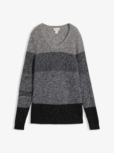 Sweter w szerokie pasy szary