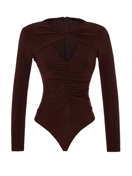 Trendyol Tricou body închis maro