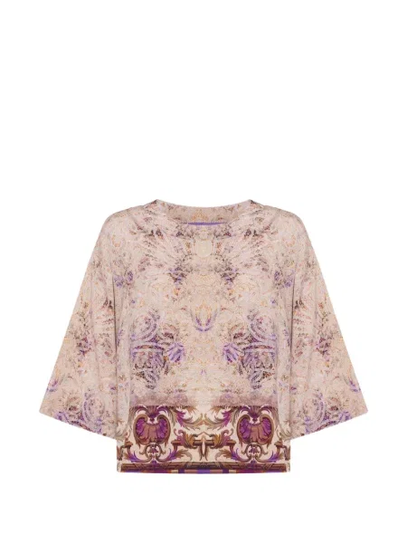 Koszulka Pierre Louis Mascia z nadrukiem z wzorem paisley fioletowa