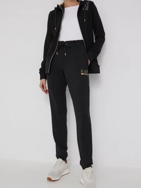 Emporio Armani pantaloni de trening femei cu imprimeu negru