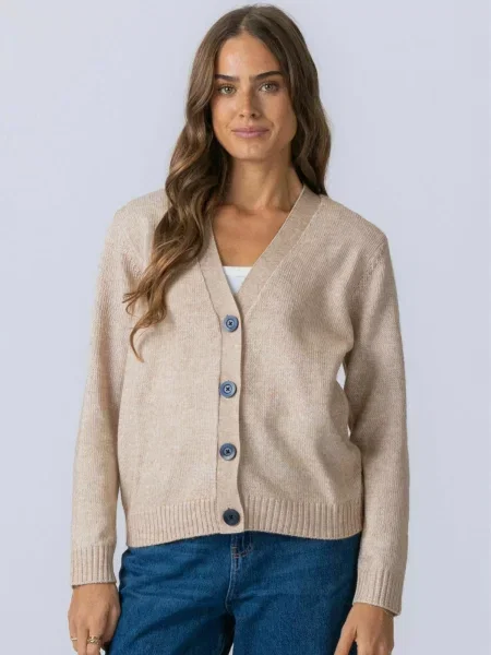 TEESHOPPEN Geacă tricotată Knitted Cardigan bej