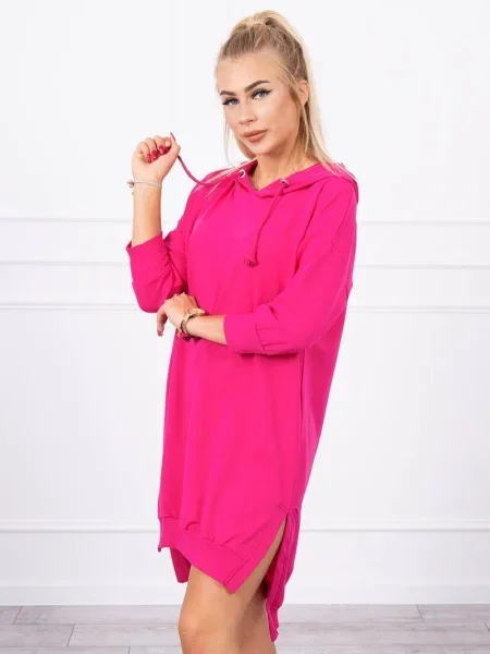 Rochie maxi Kesi cu glugă lungă de costum fucsie