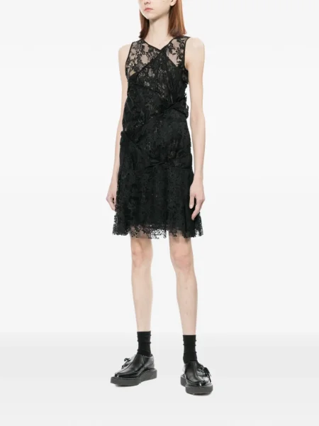 Rochie mini Junya Watanabe cu model floral din dantelă de costum negru