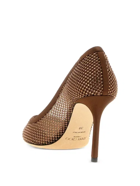 Pantofi cu toc Jimmy Choo plasă de cristal maro