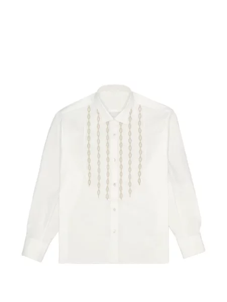 Cămașă Fortela cu broderie din poplin alb
