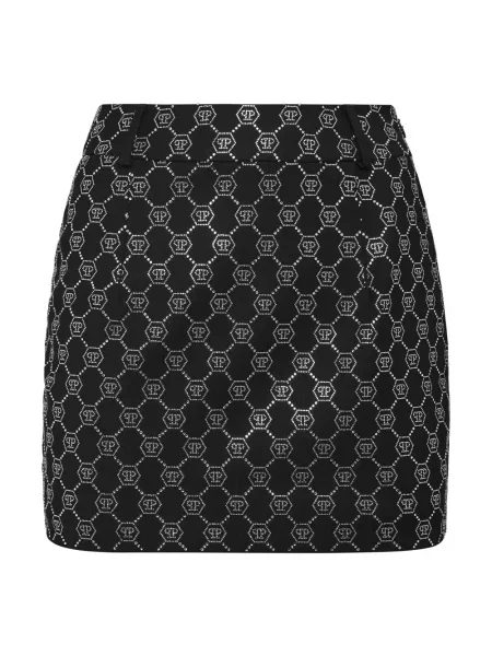 Mała mały spódnica mini Philipp Plein wełniana czarna