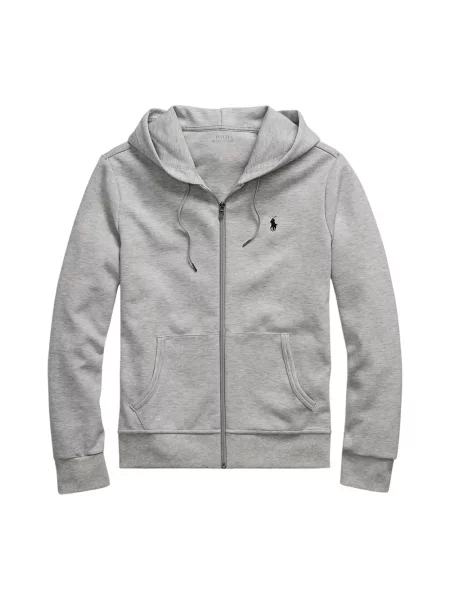 Dzianinowa bluza z kapturem Polo Ralph Lauren z kapturem szara