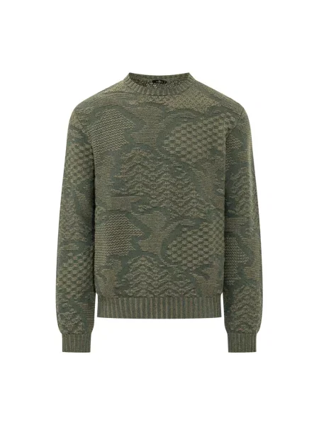 Sweter Etro wełniany z nadrukiem zielony