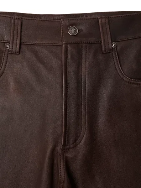 Pantaloni Versace din piele maro