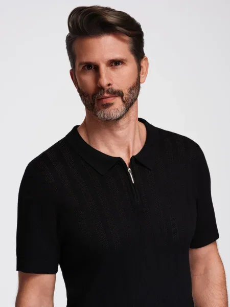 Polo Ombre ajurat negru