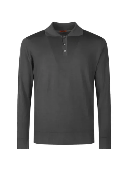 Lung tricou polo Barena gri