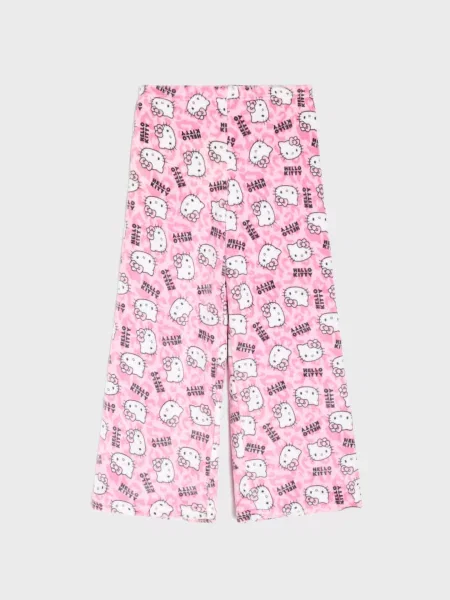 Sinsay Pyžamové kalhoty se širokou nohavicí Hello Kitty pastelová růžová