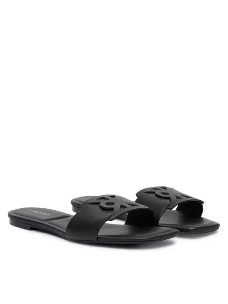 Calvin Klein Šlepetės Square Flat Sandal Emblem juoda