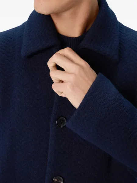 Palton Missoni de lână cu model herringbone albastru